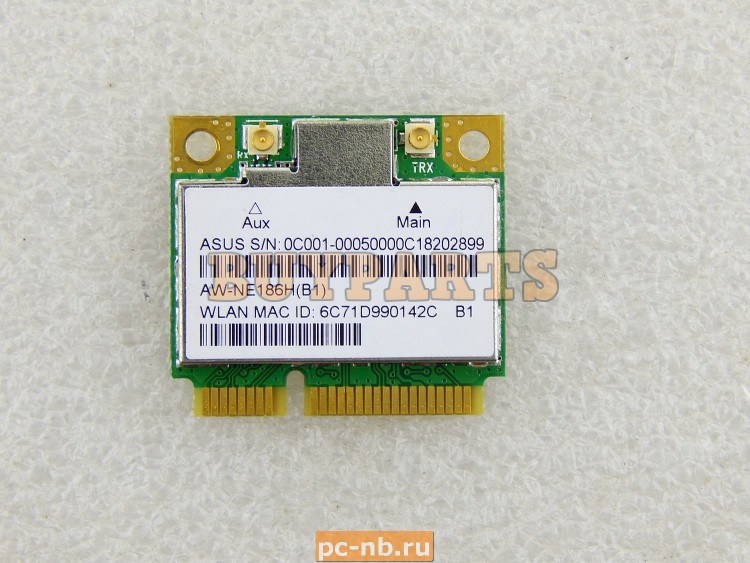 WiFi модуль AW-NE186H для ноутбука Asus K53E, K43E, K55DE, K73E, K84LY,  X55A, K56CA, X301A, K55VJ, X75VD, K73SD, K46CA, K55VJ, N56VB, U24A, X402CA,  X450CC, X502CA, X550DP, X202E, X301A, 1015E, S550CM 0C001-00050000