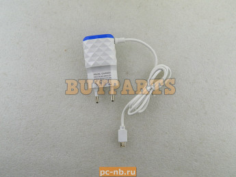 Блок питания 1A для смартфонов с кабелем microUSB и двумя выходами USB (Бело-синий)