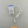 Блок питания 1A для смартфонов с кабелем microUSB и двумя выходами USB (Бело-синий)