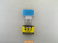 Блок питания 1A с тремя выходами USB (синий)
